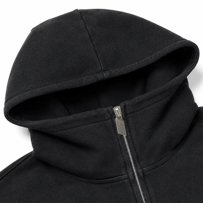 FDR Embroidered Script Letter Washed Zip-Up Hoodie, Women's High-Collar Big Hood Sweatshirt Eases Social Anxiety , Flattering Fit & Exclusive Y2K Streetwear Style for Casual Everyday Wear