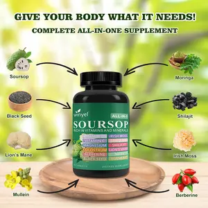 WINYEL Soursop Supplement 60 Capsules with 20 Herbal Extracts Including Seaweed Lion's Mane Turmeric Vegan Edible Vitamin for Overall Health