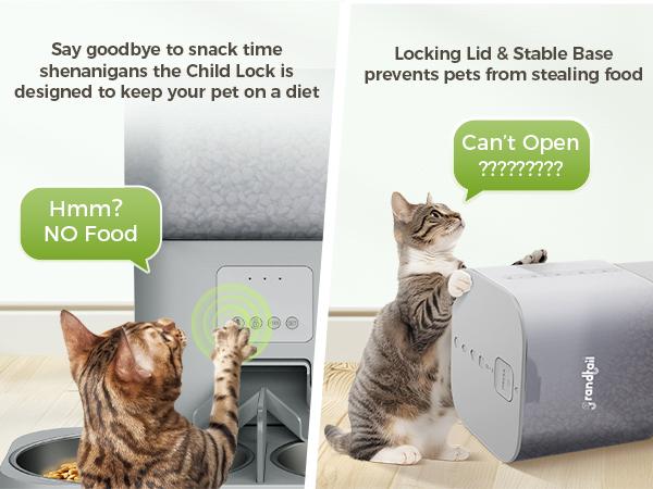 PHI VILLA Wireless Automatic Cat Feeder, 6L Automatic Food Dispenser for Dogs, Cats, Small Pets Indoor, Smart App Controlled Dry Food Feeder for Cats & Dogs, Quick Cooling Feeding