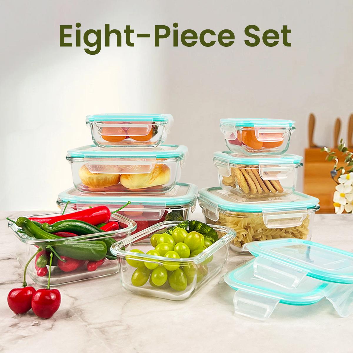 Premium Glass Food Storage Containers 8 Pack Stackable Square Design with Airtight Lids Green Rectangle Safe for Oven Microwave Freezer High Temperature Durable Kitchen Utensils Premium Glass Food Storage Containers 8 Pack Stackable Square Design with Airtight Lids Green Rectangle Safe for Oven Microwave Freezer High Temperature Durable Kitchen Utensils
