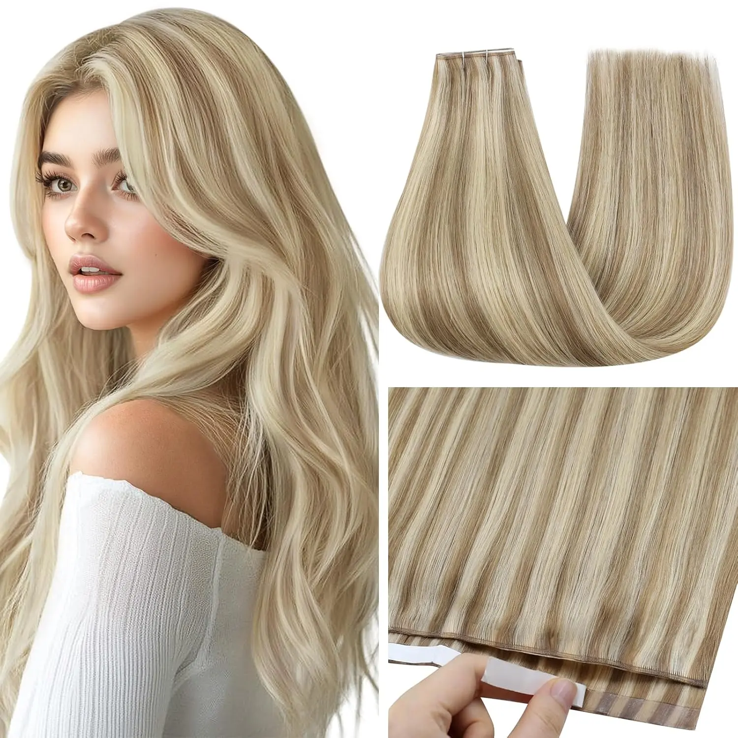 Full Shine Genius Weft Tape in Extensions Natural Human Straight Hair 1 Pcs 18-24lnch 50G And 4 Pcs 16-22lnch 90-120G #sohochic #TikTokShopBackToSchool