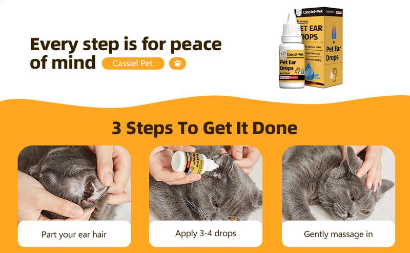 Cassiel Pet Ear Cleaner Ear Drops for Dogs&Cats Ear InfectionEar Mites Treatment for Cats&Dogs ltchyEar Dog Ear Infection Treatment Puppy Cleaner