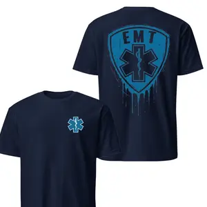 EMT Star Of Life Shield Graphic Tee - Blue EMS Paramedic Shirt | Premium Cotton Professional Hoodie - First Responder Emergency Medic Gift