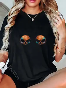 100% Cotton Coconut Skull Bra - Spooky Funny Coco Bra Halloween Costume T-Shirt