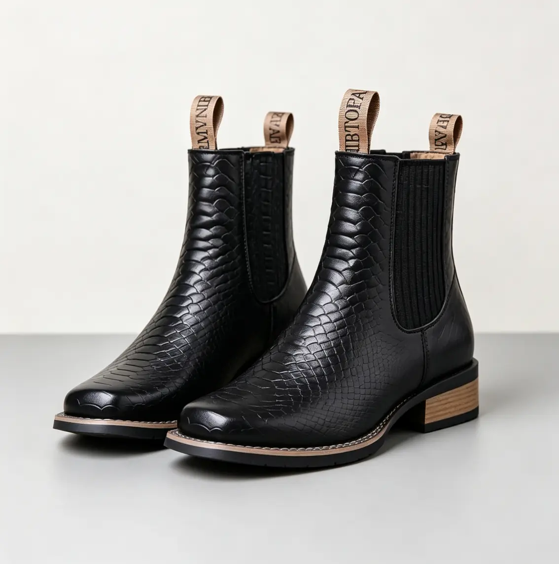 Men's Classic Snake-Patterned Chelsea Ankle Walking Boots - Square Toe, All-Day Wear Comfort, Casual/Formal Scenarios, Ideal Gift for Him