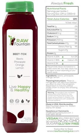 Juice Cleanse Detox by RAW Fountain w/ Coconut, All Natural Cold Pressed Juices, Great Way to Reset Digestion System, 3, 5 and 7 Day, 12oz Bottles