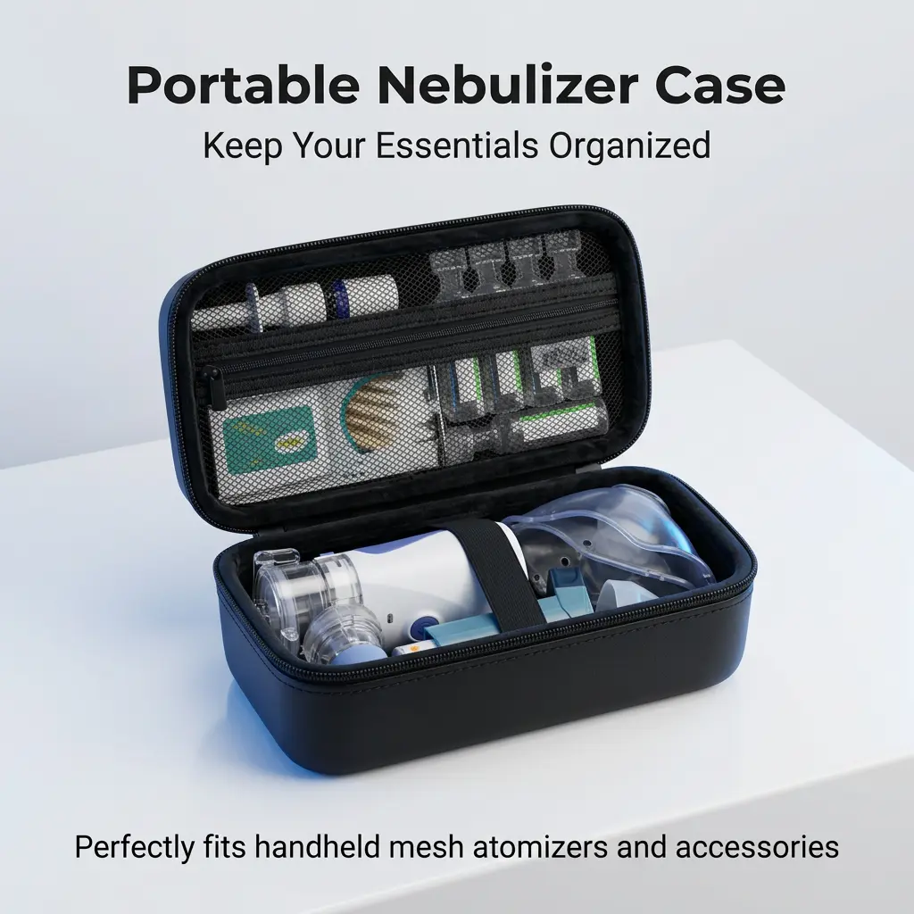 Portable Inhaler Travel Organization Pouch - Versatile Zipper Pouch, Airplane Travel Accessory for Handheld Nebulizer & Mesh Atomizer, Adult & Kid Asthma Essentials Storage Bag (Black, Only Storage Bag Sold), Versatile Travel Accessory