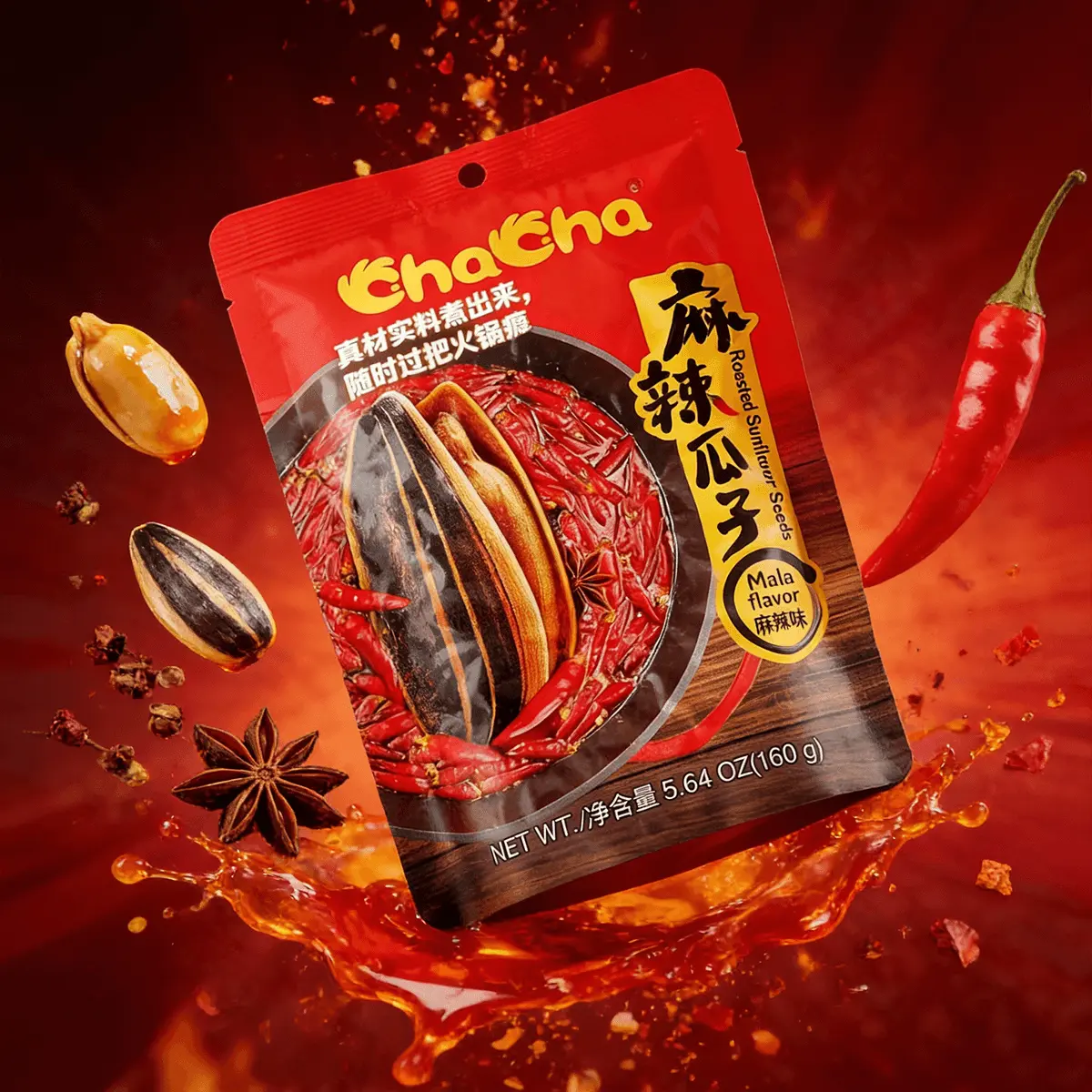 CHACHA Spicy Sunflower Seeds 160g - Hot Pot Flavor, Chinese New