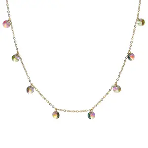 Astral CZ Drops Necklace (Goldtone/Violet AB)