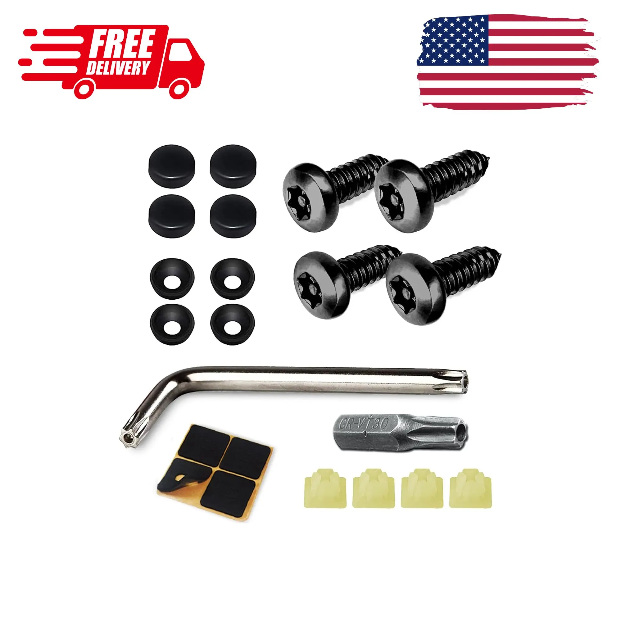 4 Set Black Anti Theft License Plate Screws Kits, Rustproof Stainless Steel Car Tag