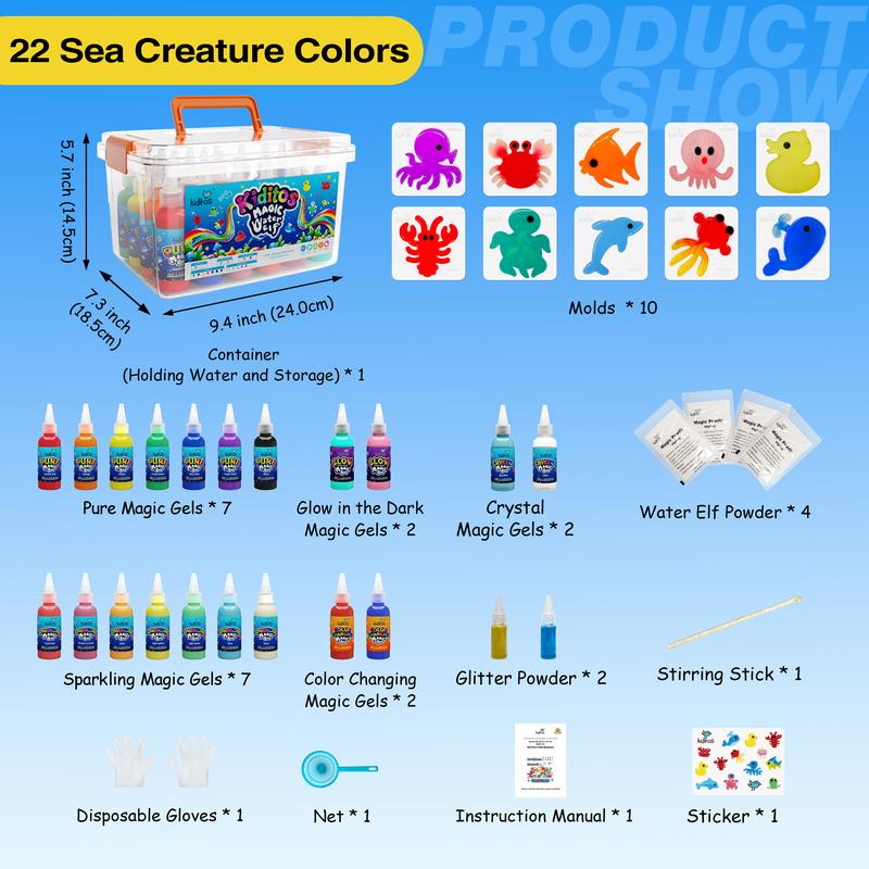 Kiditos  Magic Water Elf Toy Kit with Magic Gels, Molds - Imaginative Play, Christmas Gifts, Birthday Gifts, Party Favors, and Family-Friendly DIY STEM Projects