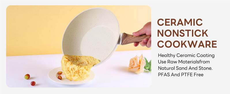 17 Pcs Nonstick Pots and Pans, Non-toxic Kitchen Cooking Set with Stay-Cool Handles