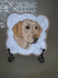 Labrador Retriever Dog Machine Embroidered Tabletop Art or Coaster Felt Material with Felt Backing! Unique Canine Charm Tabletop Decor for Home or Office! Other Designs and Breeds Available! Desktop Decoration Signs