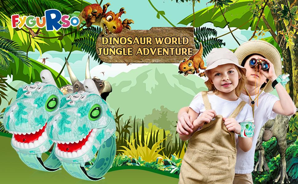 Fygurso Dinosaur Walkie Talkies for Kids, 3280 Ft 3 Channel Two-Way Walkie Talkies Dinosaur & Spider 2 Pack Audio Spy Device Multicolor
