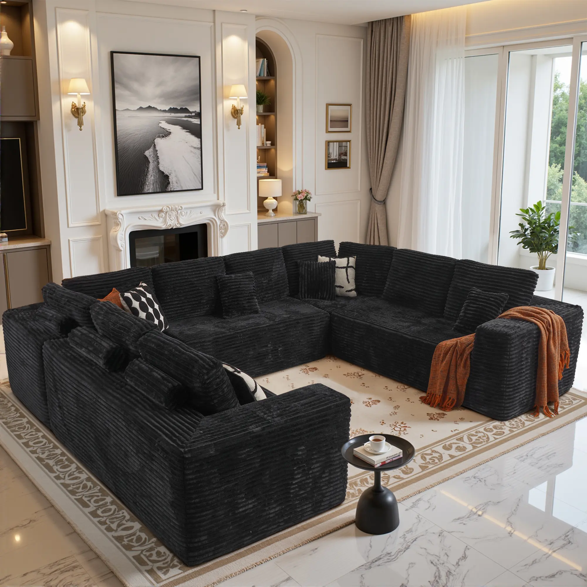 Style 2：Black Plush - 8 Seaters【4 Packages】