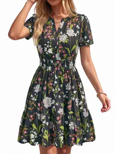 BTFBM Summer Dresses for Women 2026 Lightweight Casual Short Sleeve Floral Mini Dress A Line Beach Vacation Sundress