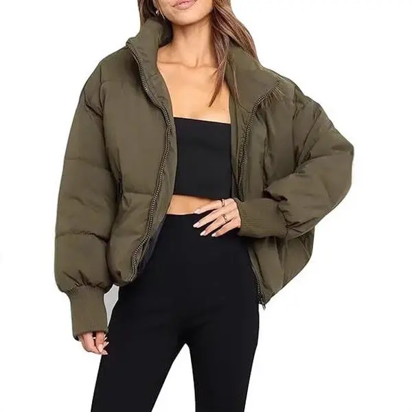 Women’s Winter Cropped Puffer Jacket Coat Short Warm Quilted Jacket 2025