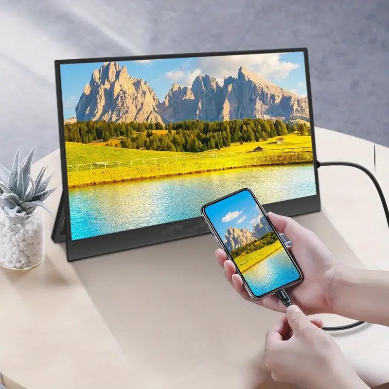 Ultra-Thin 15.6 Inch 1080P Portable Monitor | USB-C Travel Display with Stand, Suitable for Laptops, PCs, PS, IPS Zero Frame Game Display