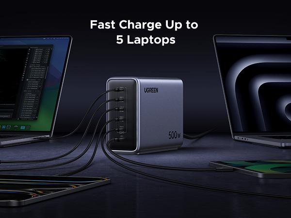 UGREEN Nexode 500W GaN Fast Charging Station - 6 Ports USB-C & USB-A, 240W Single Port, Smart Temperature Control, Space-Saving Design, for Laptops, Phones, and More，TikTokShopBlackFriday ,TikTokShopHolidayHaul