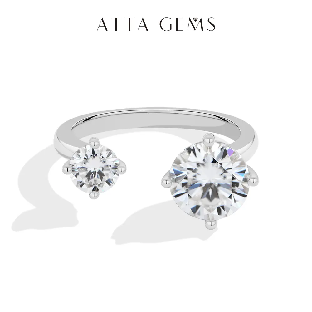 Round Shape Multiple Stones D VVS1 Lab-Grown Moissanite Open Ring 925 Sterling Silver For Her Engagement Gift Shining Fashion Jewelry R393 Summerwins Beautiful Rings tiktokshopbacktoschool