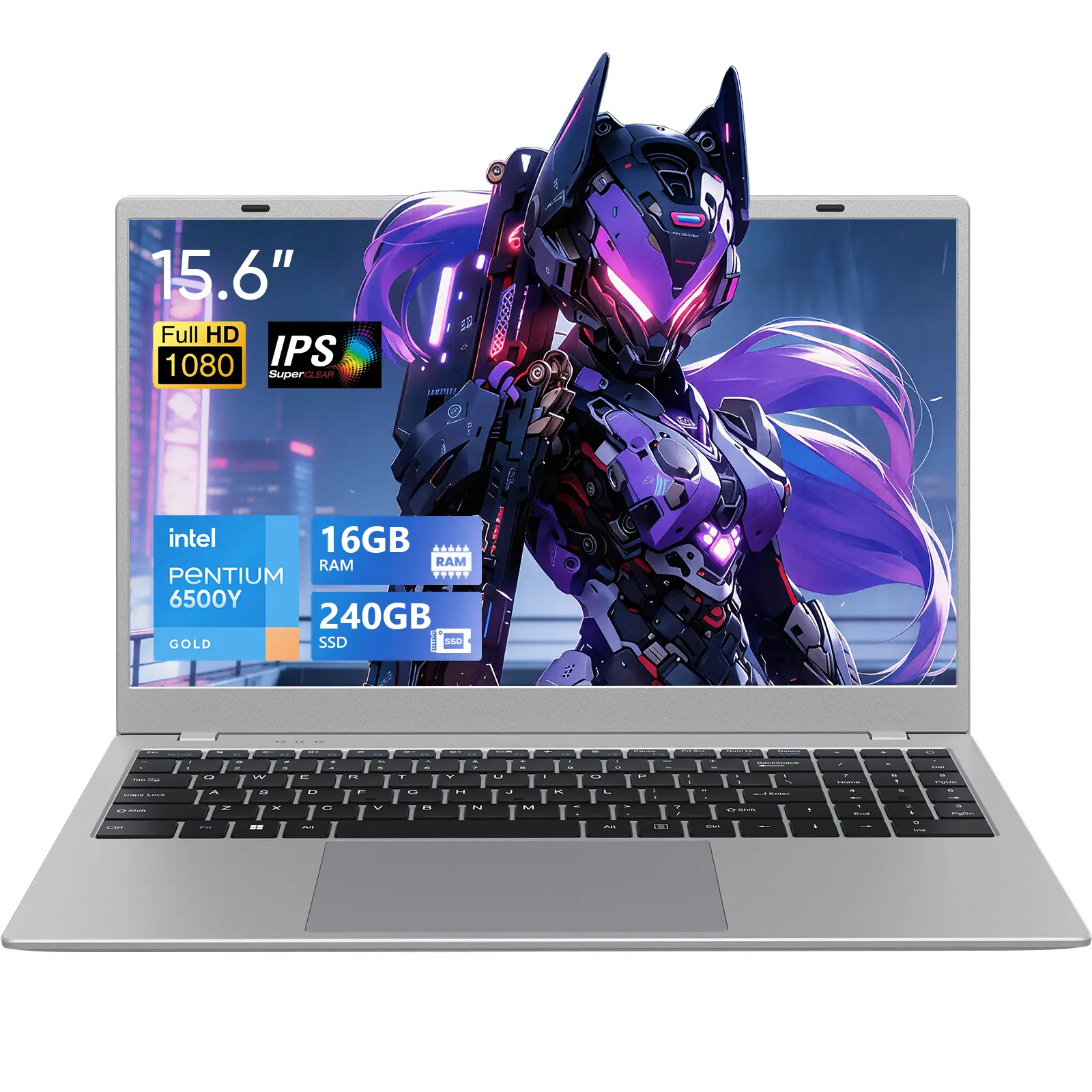Portable Laptop 2026 15.6" FHD IPS 1920x1080 Display, Intel 6500Y, 16GB RAM, 240GB SSD, WiFi 5, BT5.0, Type-C Fast Charge, Multiple Ports, Lightweight Thin Student Computer for College Work & Daily Use, College PC Deal