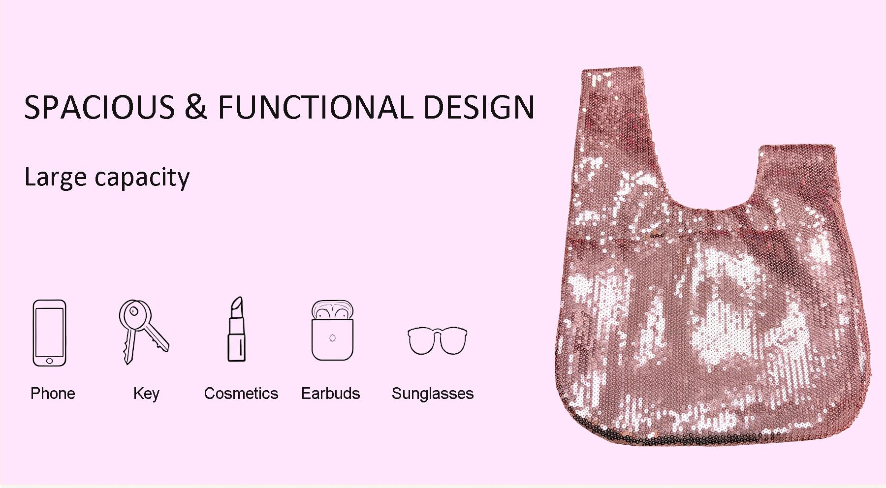 B2PRITY Sequin Wrist Bag Women's Mini Portable Wristlet Knot Pouch Sparkly Small Cute Evening Wallet Handbag Purse