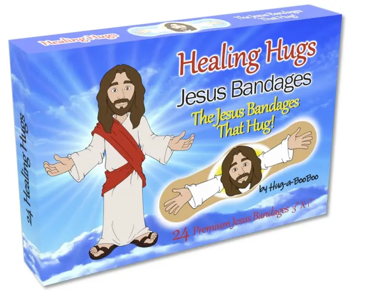 Healing Hugs Jesus Bandages - Premium Adhesive Hugging Jesus Bandages from Hug-a-BooBoo, The Jesus Bandages That Actually Hug! 24 Count Box