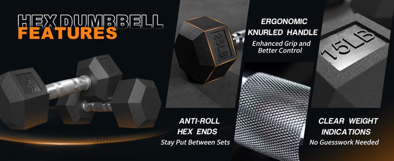 MIKOLO Dumbbell Set with Rack, Rubber Hex Dumbbells with Chrome Handles, Multiple Weight Options 450/550LB for Home Gym Strength Training