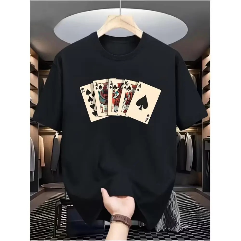 Men'S Casual Digital Print T-Shirt - Polyester and Spandex Blend, Round Neck, Short Sleeve, Street Hip-Hop Style, Summer European and American Fashion Trend, Sporty Look