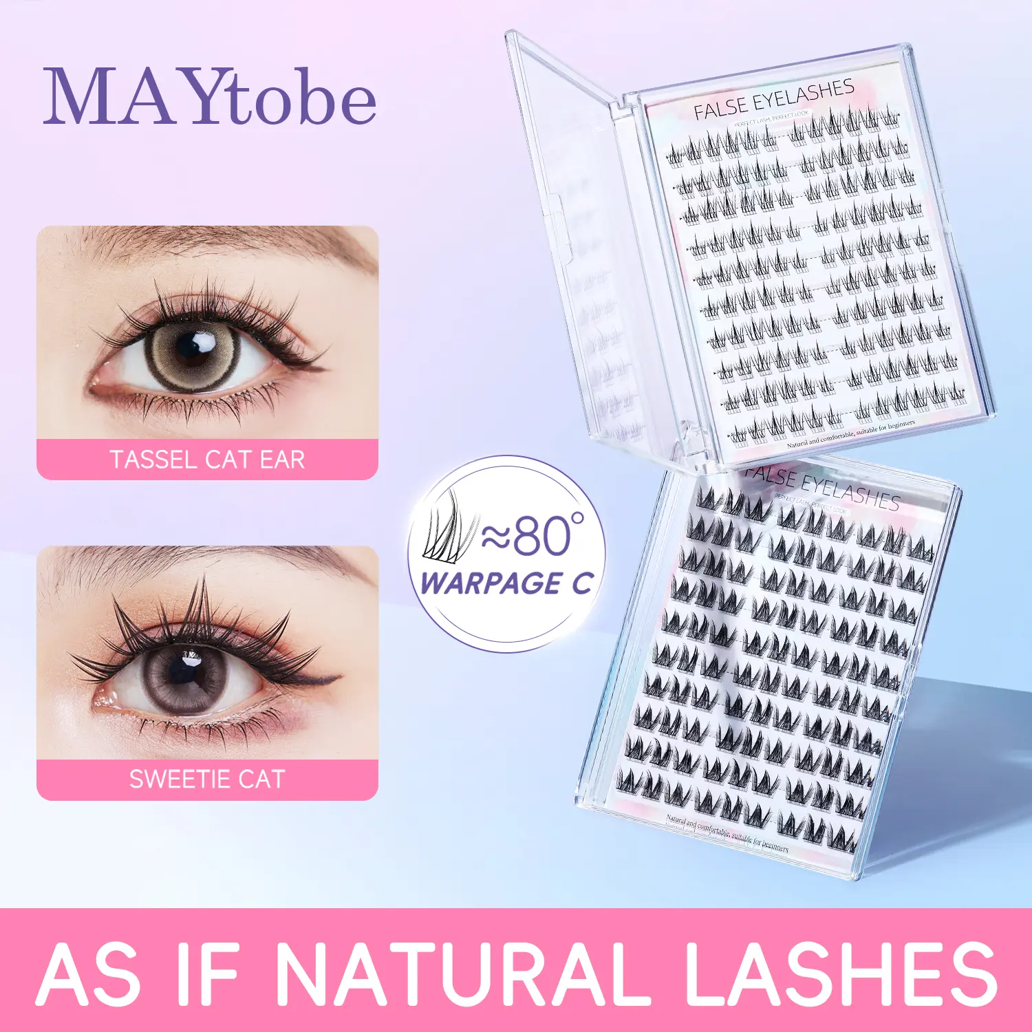 MAYtobe Lash Clusters Wispy Eyelash Clusters 90-120pcs Lashes Individual, Soft Comfortable, Natural Style, DIY Eyelash Extensions, C Curl