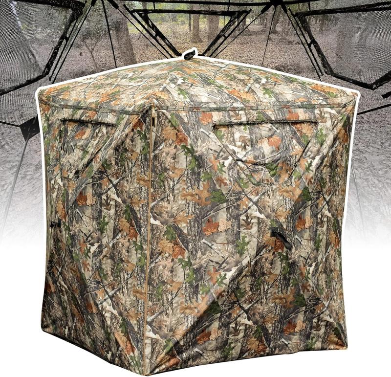 Hunting Tent for Deer Blind Platform Kit with Folding Chair - Ideal Ground Blind Bow Holder - Pop-up Tent for 2 Persons - Professional Hunting Tent for Deer Ground Blinds & Archery Ground Blind