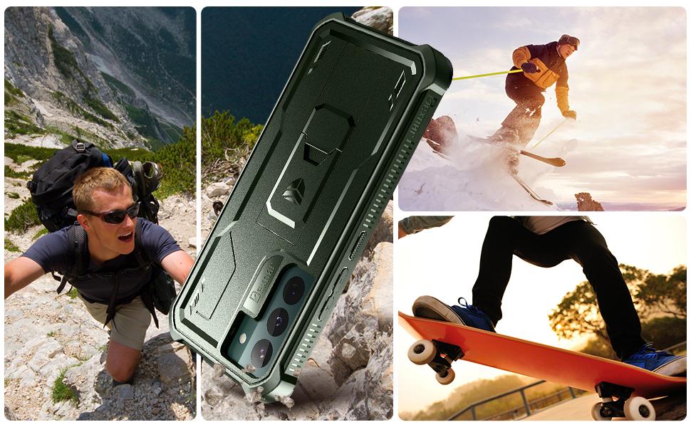 Dexnor for Samsung Galaxy S22 Plus Case, [Built in Screen Protector and Kickstand] Heavy Duty Military Grade Protection Shockproof Protective Cover for Samsung Galaxy S22 Plus 5G