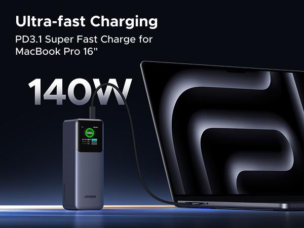 UGREEN 20000mAh 130W Power bank ,25000mAh 200W, 12000mAh 100W Fast Charging Powerbank, 65W Charger PD Super Fast Charging For iPhone 17/16/Macbook Air/Pro Lenovo Laptop, with LED Display Screen, TikTokShopBlackFriday ,Tiktokshopstockup