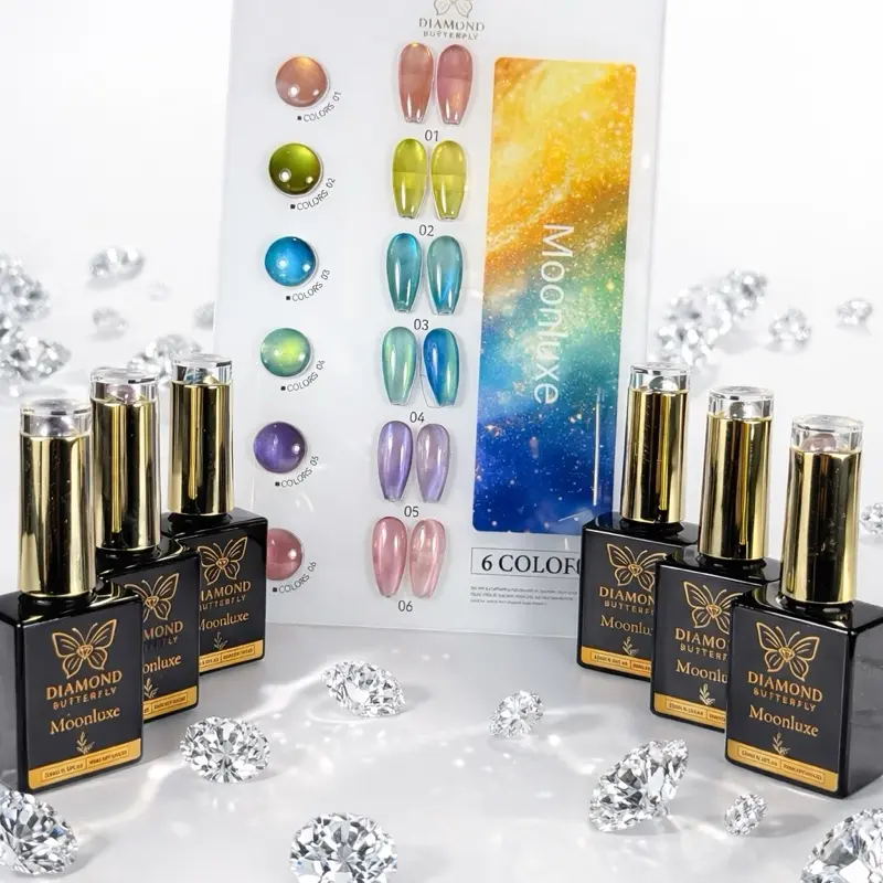 Diamond Butterfly Moonluxe cat eye Collection - 6 Colorful Shades for Stunning Nail Art