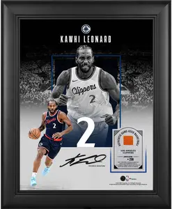 Kawhi Leonard Los Angeles Clippers Framed 11" x 14" Showcase Collage with a Piece of Game-Used Basketball - Limited Edition of 250 - Fanatics Authentic Certified