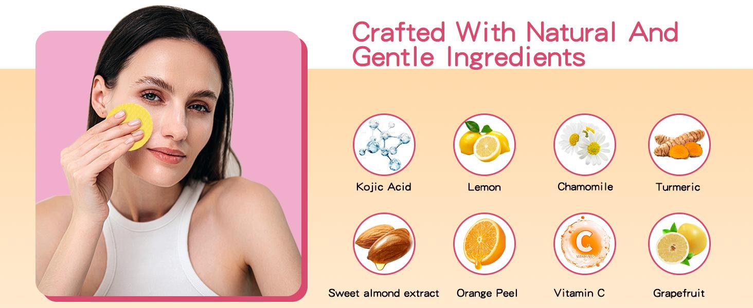 ISTON Turmeric Kojic Acid Cleansing Pads 100Pcs with Olive Oil Hylunaric Acid & Niacinamide for Face & Body Exfoliate Turmeric Cleansing Pads for Dark Spots Balance Skin Water & Oil Anti Wrinkle Scrubs Cleanser