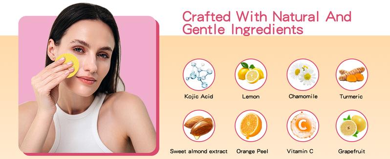 ISTON Turmeric Kojic Acid Cleansing Pads 100Pcs with Olive Oil Hylunaric Acid & Niacinamide for Face & Body Exfoliate Turmeric Cleansing Pads for Dark Spots Balance Skin Water & Oil Anti Wrinkle Scrubs Cleanser