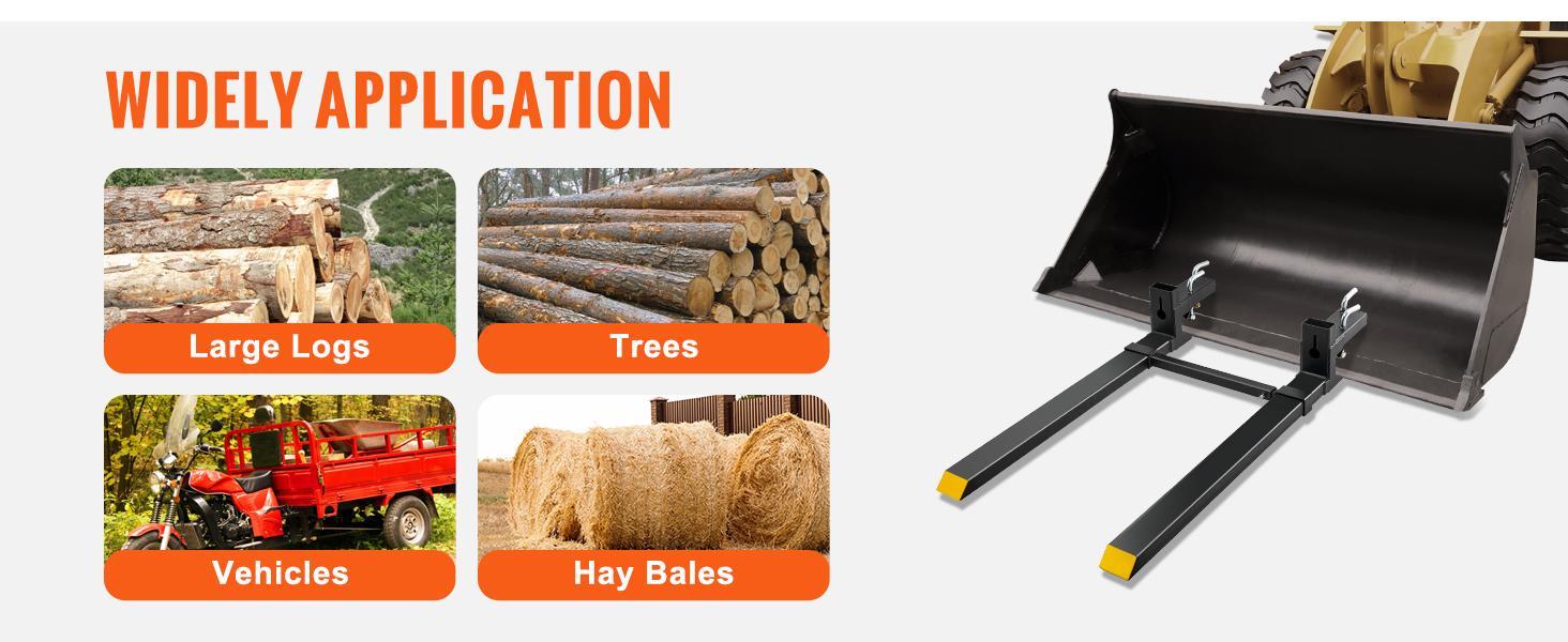 VEVOR Pallet Forks, TikTokShopBlackFriday, 4000 lbs Clamp on Pallet Forks, 60" Total Length Heavy Duty Pallet Forks with Adjustable Stabilizer Bar, Tractor Bucket Forks for Tractor Attachments, Skid Steer, Loader Bucket VEVOR Super Brand Day