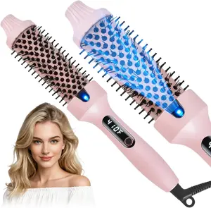 Thermal Brush, Automatic Curling Iron,1.5 Inch Heated Round Brush for Women, Dual Voltage Negative Ion Hot Brushes Styler for Blowout Look, Curling & Volumizing & Straightener for Dry Hair