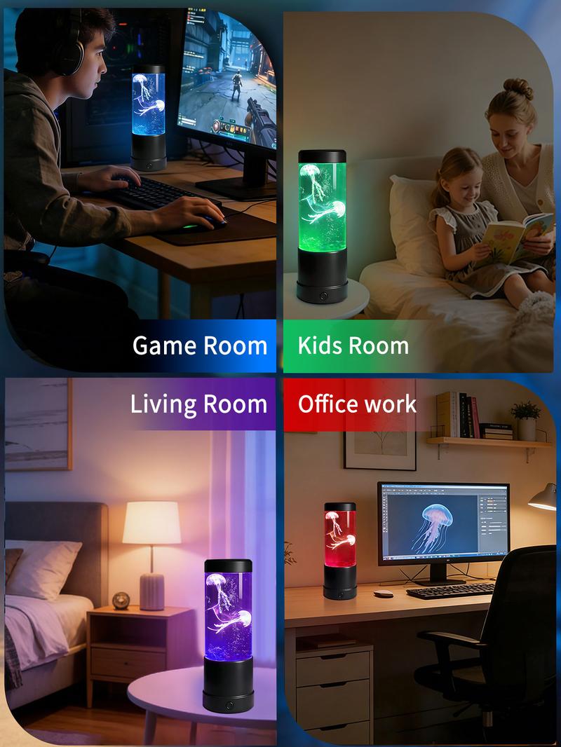 multi-purpose 7 color changing jellyfish lamp, decorative bedside night light, fantasy jellyfish mood lamp, suitable for home bedroom living room use, is an ideal gift for friends, lovers, bedroom decoration