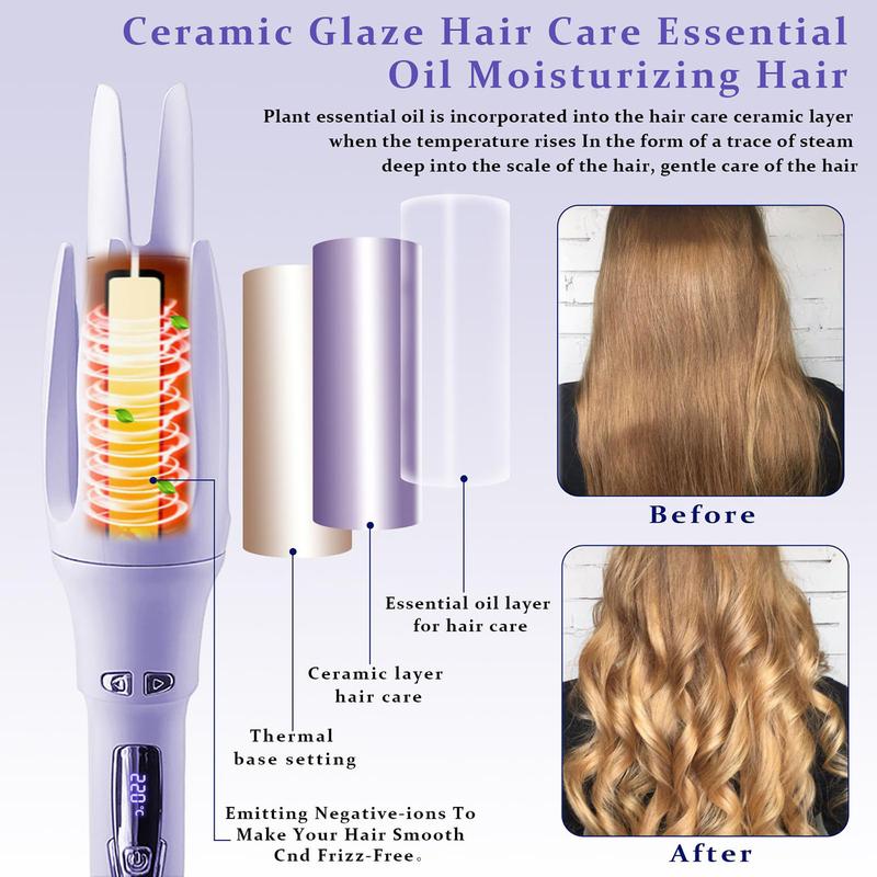 Automatic Hair Curler,Automatic Curling Iron with 4 Temperatures,Dual Voltage Rotating Curling Iron with 1 1/4 inch Fast Heating and Auto Shut-Off Automatic Hair Curler,Automatic Curling Iron with 4 Temperatures,Dual Voltage Rotating Curling Iron with 1 1/4 inch Fast Heating and Auto Shut-Off