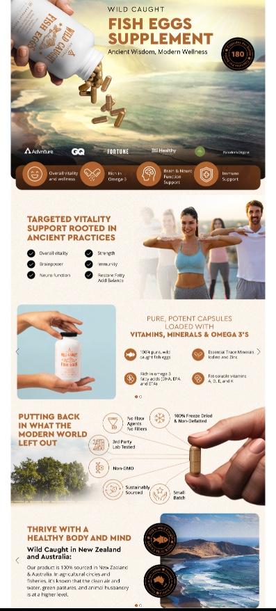 Ancestral Supplements Wild Caught Fish Eggs, 2400mg, Omega-3 Supplement Supports Brain, Heart, Fertility and Inflammatory Health, Whole Food Source of Vitamin D, K2, and A, Non-GMO, 180 Capsules