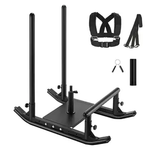 Heavy Duty Weight Sled for Strength Training and Speed Training - Steel Power Sled with Handle, Durable Fitness Equipment for Athletic Conditioning, Compatible with 1/2 Inch Weight Plates, Black