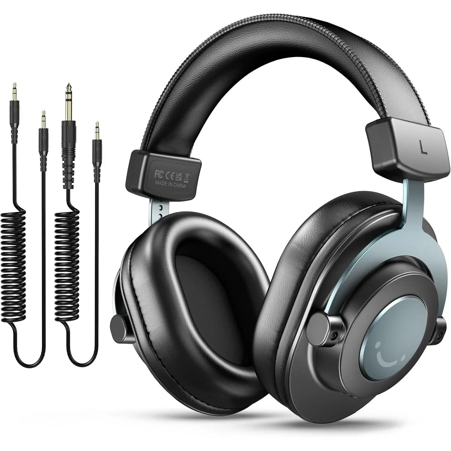 fifine H8 Studio Monitor 3.5mm/6.35mm Headphones for Recording, Over Ear Wired Headphones for Podcast Monitoring, Streaming Comfortable Equipment with Detachable Cables 3.5mm or 6.35mm Jack, Black, on PC/Mixer/Amplifier, fifine HD8