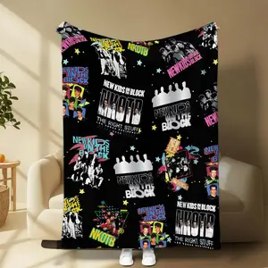 90s Boy Band Nnew Kids Retro Tour Blanket, NKOTB Pop Music Fan Bedding For Men Women, Cozy Printed Design, Nostalgic Gift Idea | GN100326.R2902.ID00