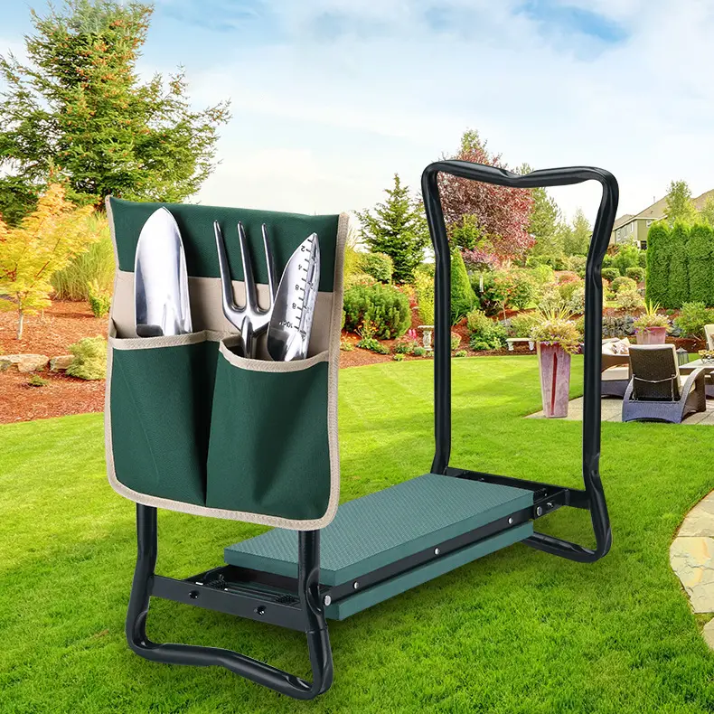 2-in-1 Foldable Garden Kneeler-Seat Helper with EVA Knee Support, Light & Sturdy, Ergonomic Height, Reduces Knee & Back Strain, Tool Pouch & Accessories Included, Hassle-Free Storage, Fits Small Gardening Tools, Portable, Ideal Gift for Garden Lovers