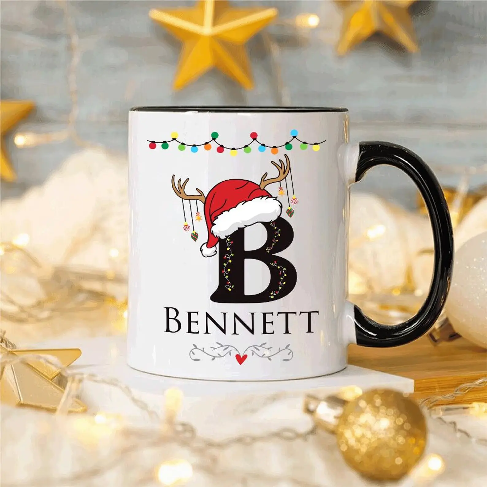 Personalized Christmas Mug Custom Holiday Coffee Cup Secret Santa Gift Festive Xmas Decor Stocking Stuffer Idea Custom Name Mug 11oz or 15oz Ceramic Microwave & Dishwasher Safe