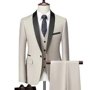 The Sandstone Royal Wedding Suit – Men’s Elegant 3-Piece Slim Fit Groom Tuxedo