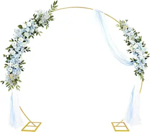 banners round backdrop stand Putros 8FT Gold Round Backdrop Stand Metal Circle Balloon Arch Frame Wedding Arch for Ceremony Birthday Party Anniversary Bridal Graduation Decoration holiday decor deals scene arrangement