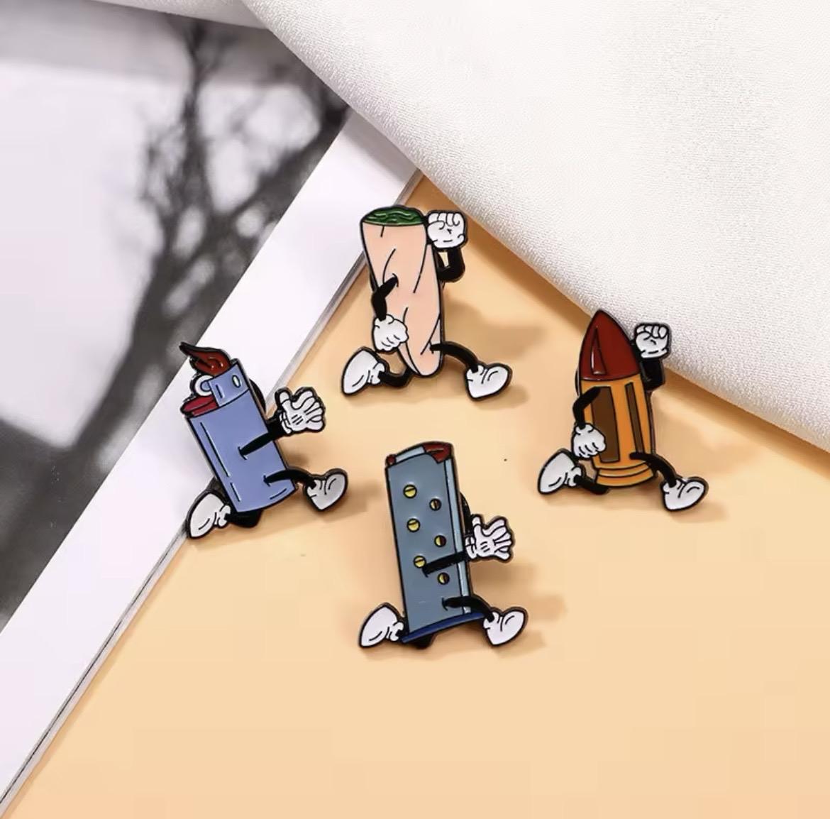 Cute Cartoon Bullet Cartridge Clip Cigarette Lighter Enamel Brooch Backpack Accessory